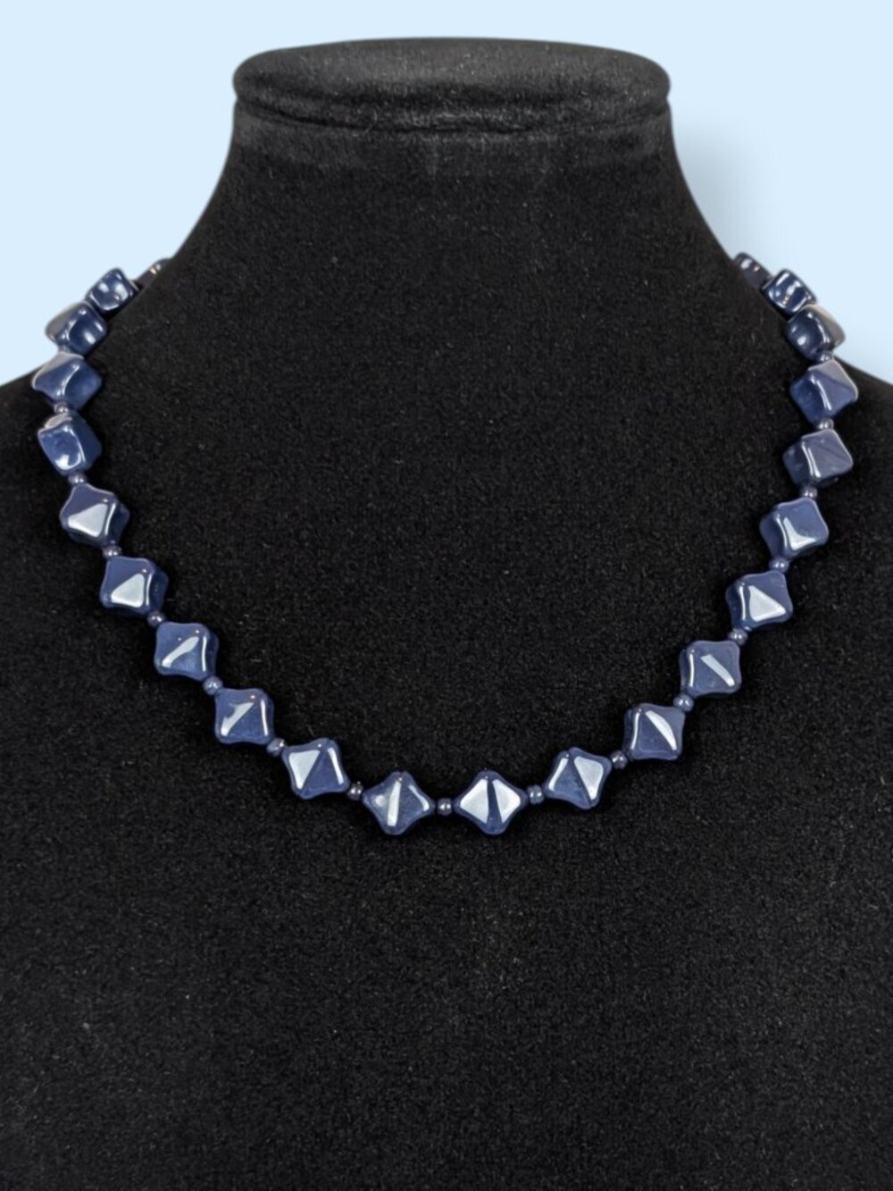 Vintage Dark Blue Molded Plastic Necklace